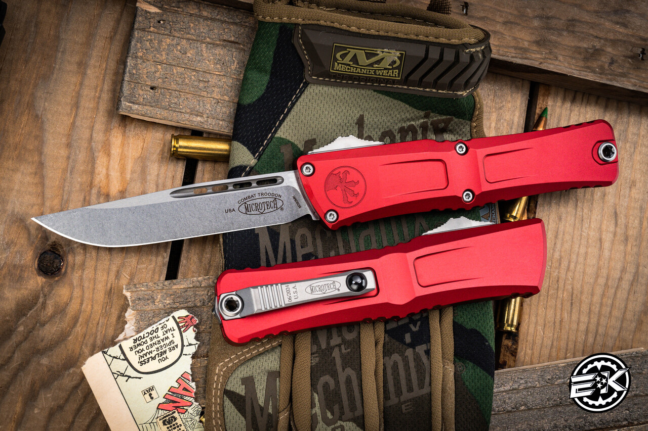 Microtech Combat Troodon Gen III OTF Automatic Knife Red 4