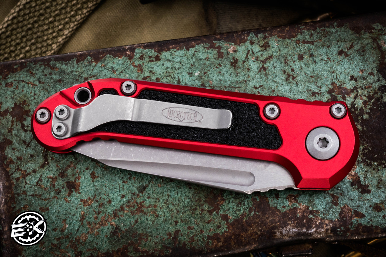 Microtech LUDT Automatic Folding Knife Red/Grip Tape Inlay 3.4