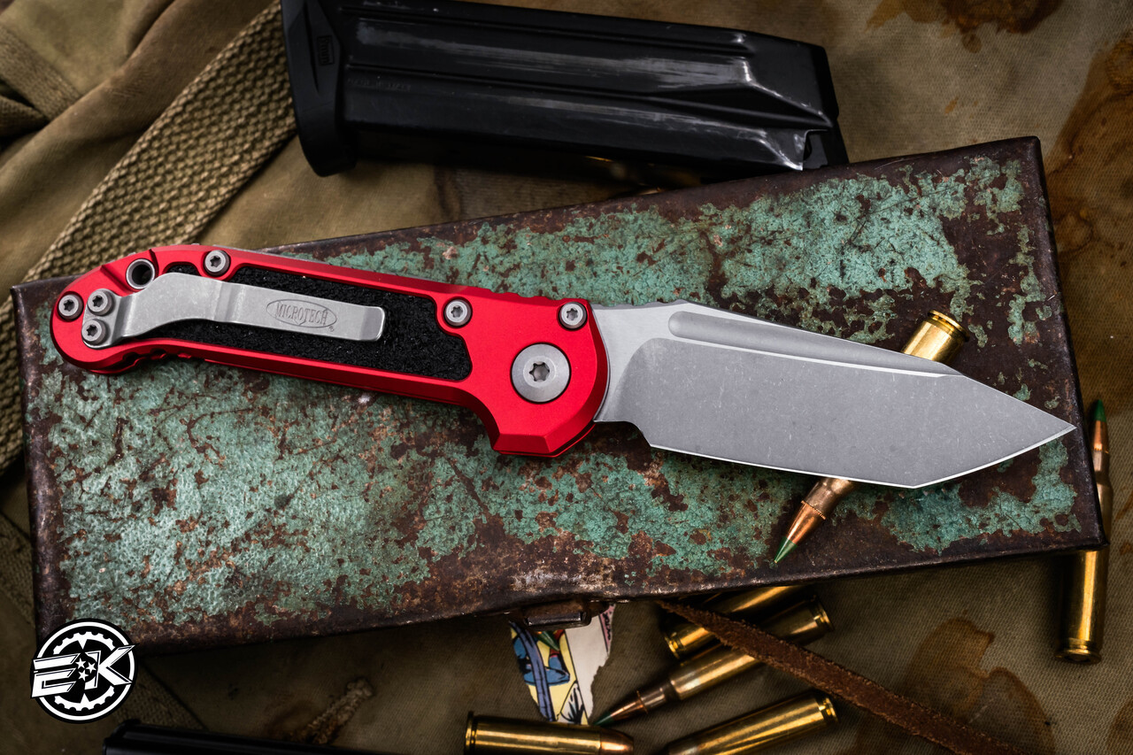 Microtech LUDT Automatic Folding Knife Red/Grip Tape Inlay 3.4