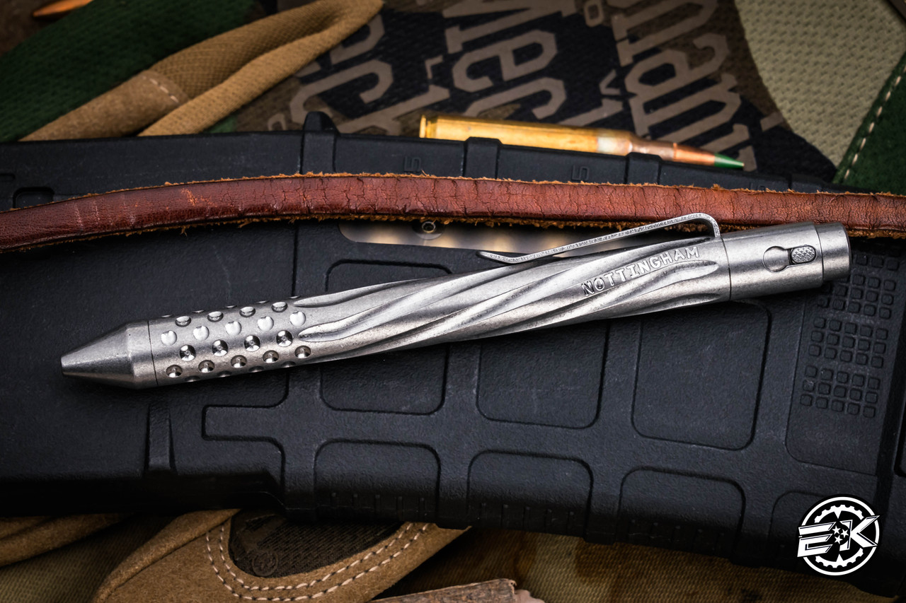 Nottingham Tactical Tibutton Titanium Spiral Flute Dots Pen 5