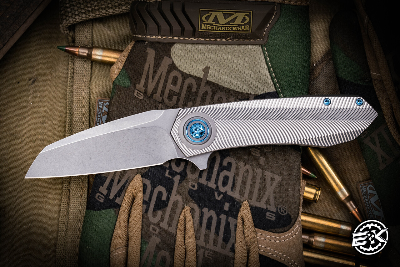 Skiff Blades Asylum Titanium Blasted Milled Framelock Ice Blue
