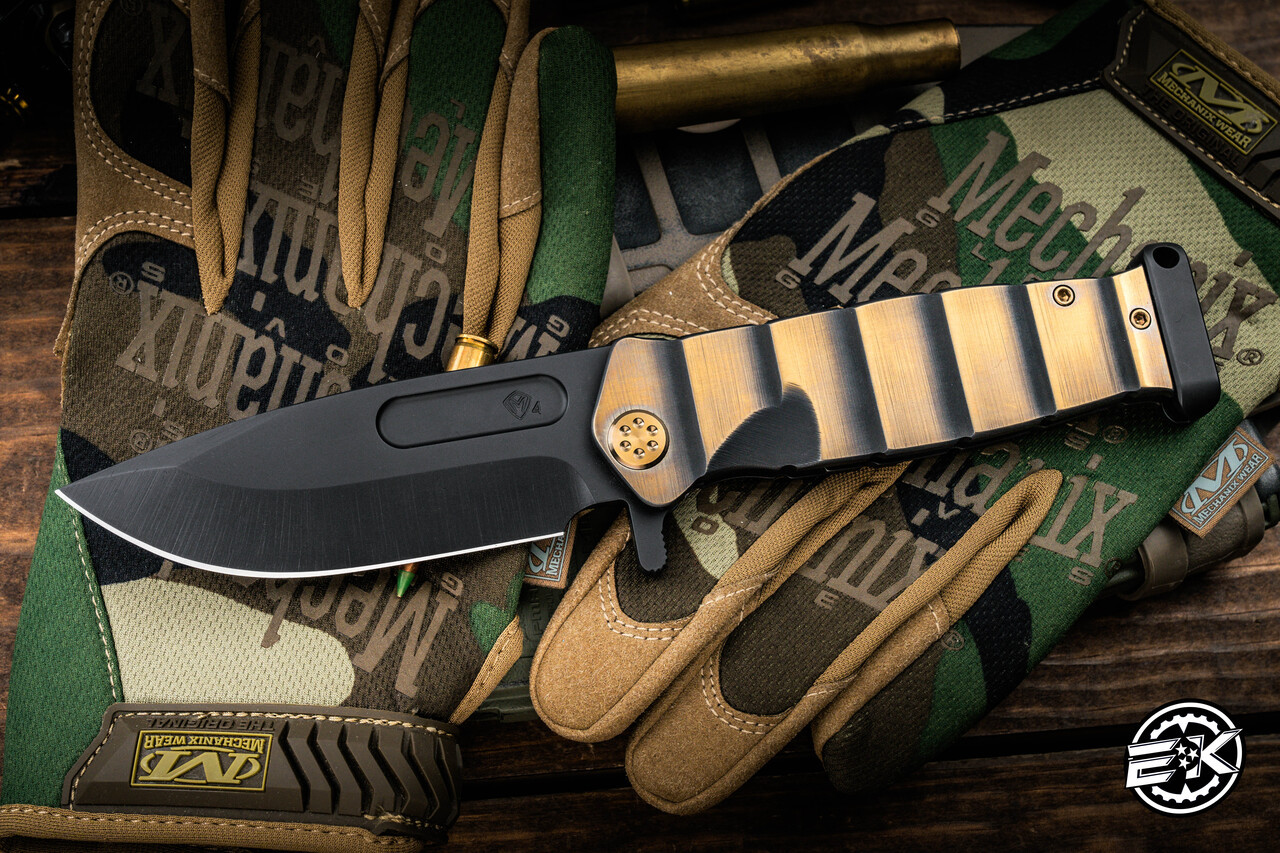 USMC ダブルフェイス Medford USMC FF Fighter Flipper Folding Knife Black-Bronze