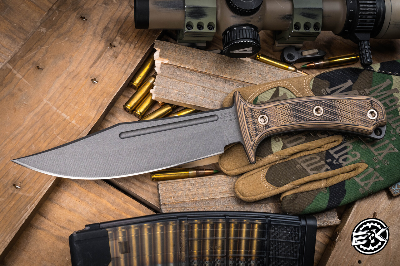 RMJ Tactical Jungle Combat Fixed Blade Knife Hyena Brown G10 7