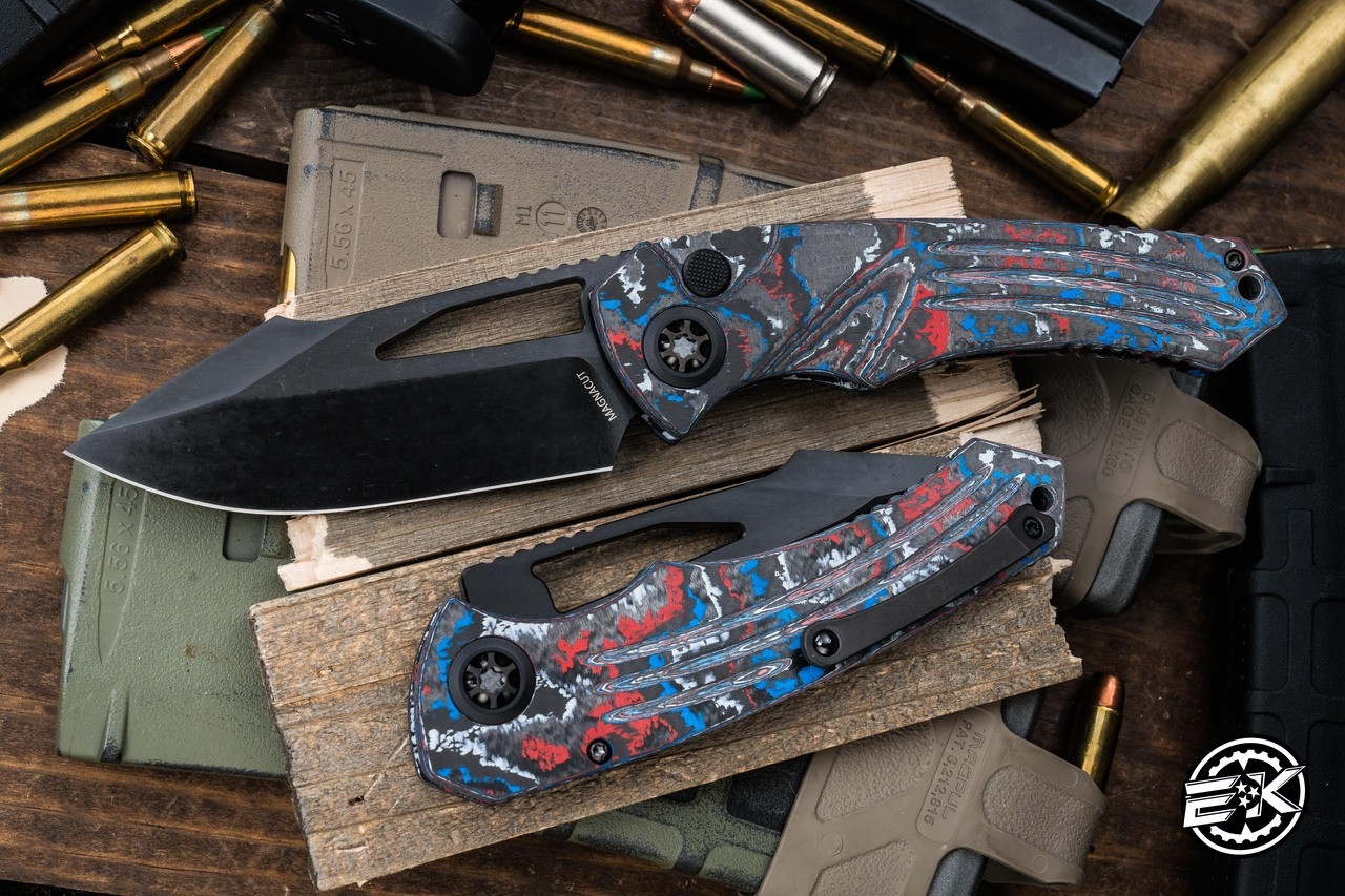 Heretic Knives Pariah Manual Button Lock USA Camo Carbon 3.75