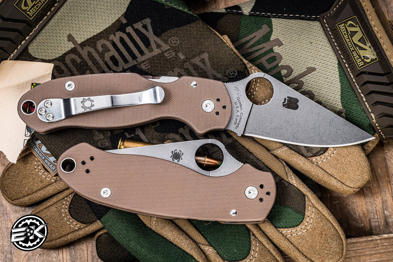 Sprint Run-Spyderco Para 3 Knife Brown G-10 2.93