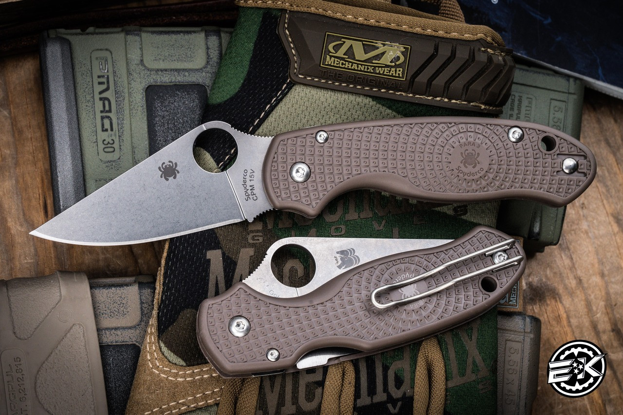 Sprint Run-Spyderco Para 3 Lightweight Knife Brown FRN Satin 15V