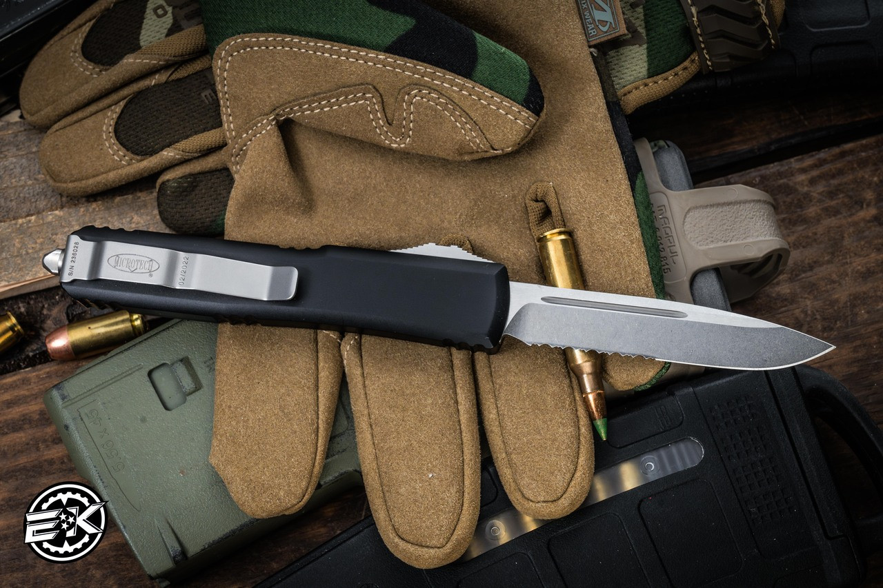 Preowned-Microtech Ultratech OTF Automatic Knife 3.4" Drop Point ...