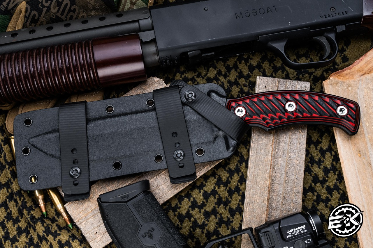 RMJ Tactical Combat Africa Fixed Blade Knife Red Black Widow G10
