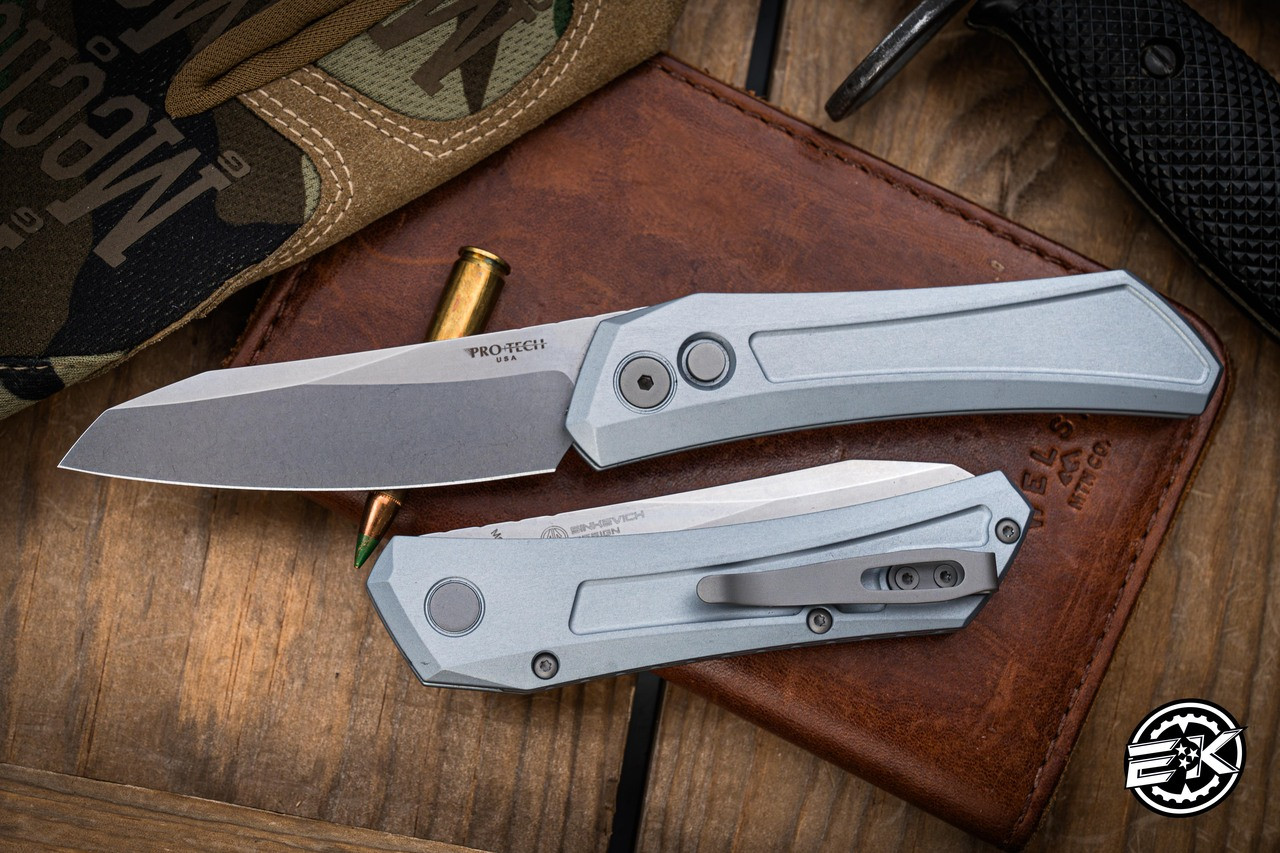 ProTech Sinkevich Oligarch Automatic Folding Knife Grey Aluminum