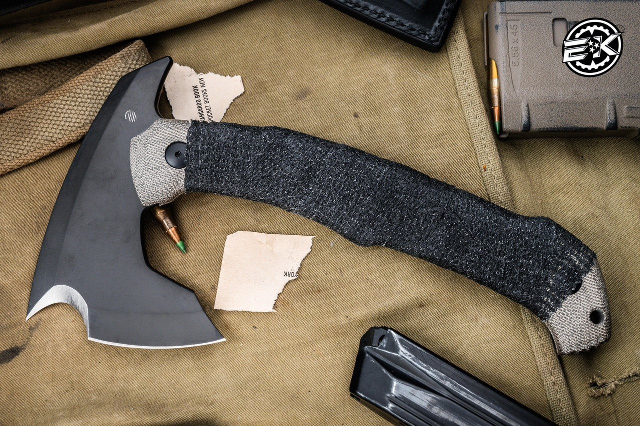 Preowned-Bastinelli Knives Addiction Axe Custom Tsuka Wrap Green