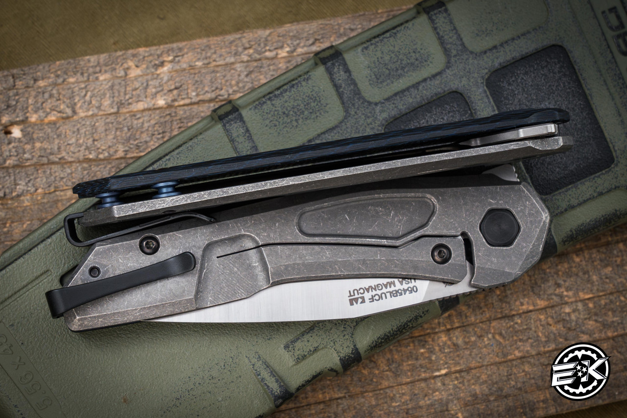 Zero Tolerance 0545 Flipper Knife Blue/Gray Carbon Fiber Titanium