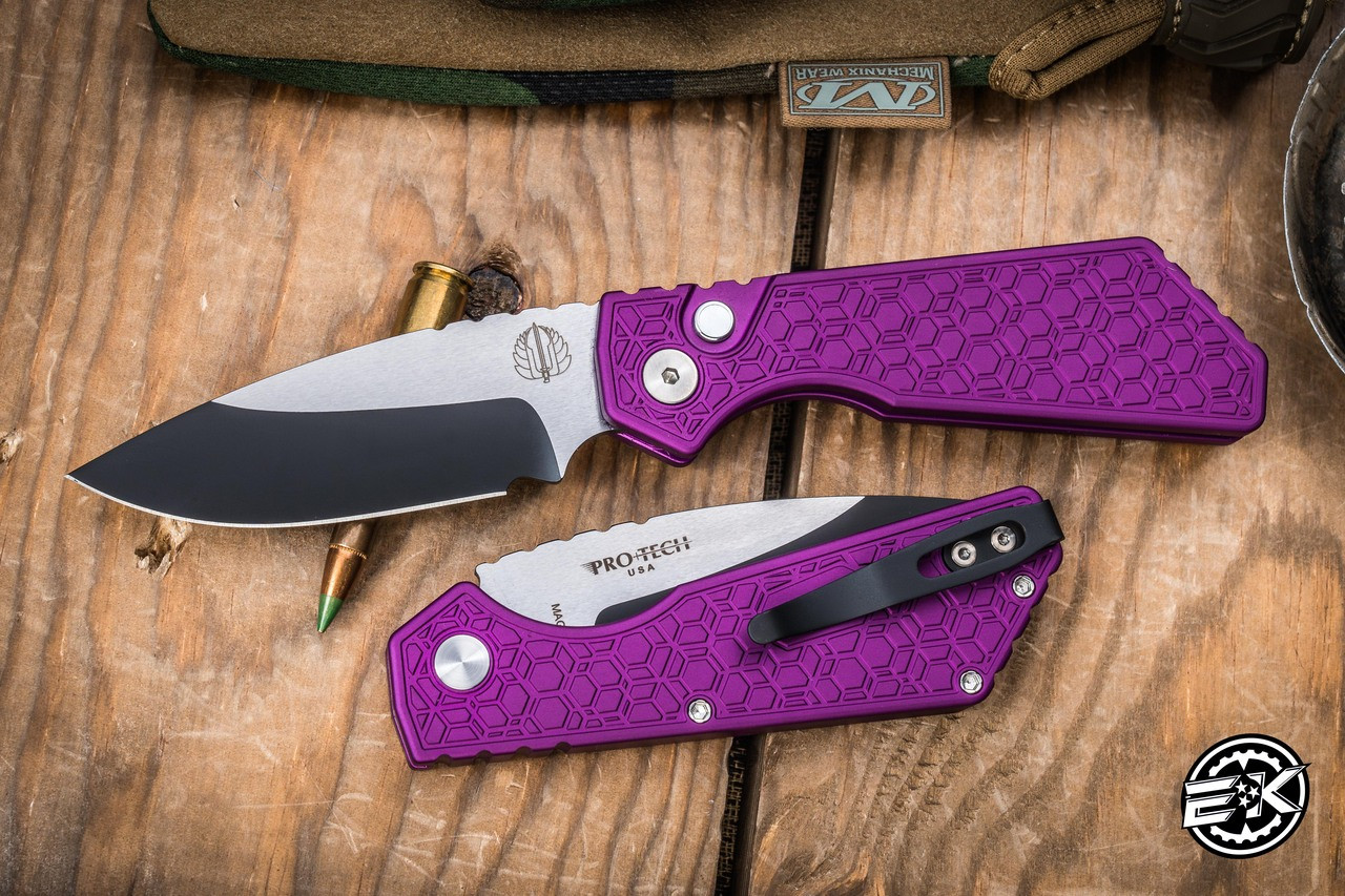 ProTech Strider PT Automatic Folding Knife Purple Gridlock 3