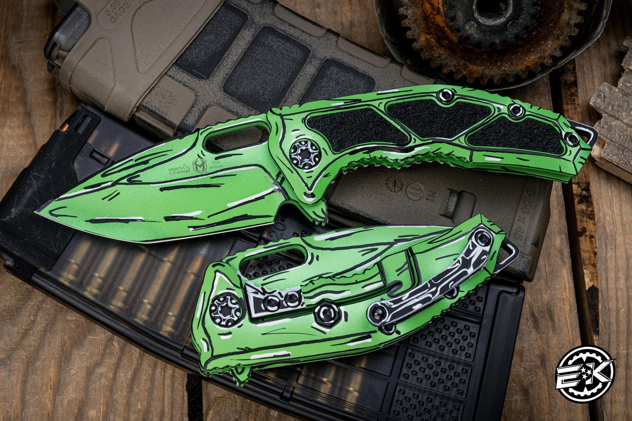 Heretic Knives Medusa Manual Folding Knife Toxic Green Cell-Shaded