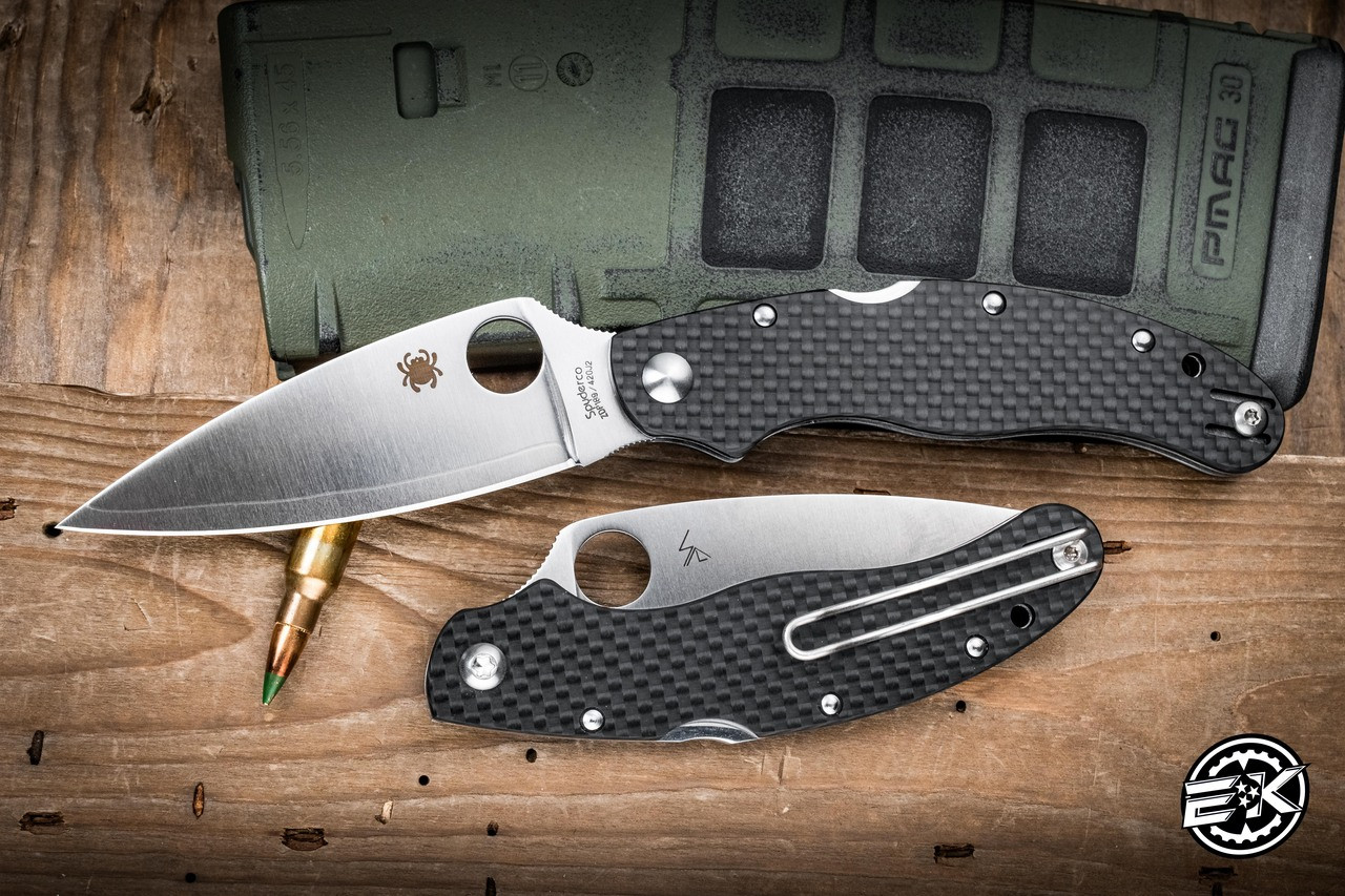 Christophe Coppens 蝶柄ハット Spyderco Caly Folding Knife Carbon Fiber 3.4