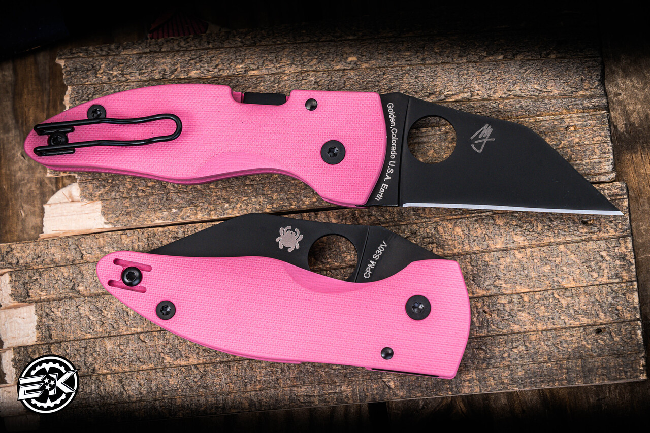 spica  Sprint Run-Spyderco Microjimbo Folding Knife Pink G-10 2.45