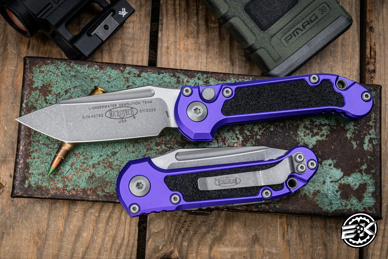 Microtech LUDT Gen III Automatic Folding Knife Purple 3.4