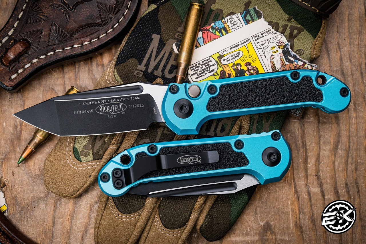 Microtech LUDT Gen III Automatic Folding Knife Turquoise 3.4