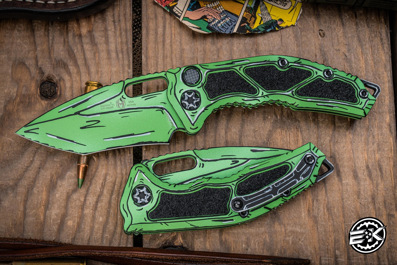 Heretic Knives Medusa Automatic Knife Toxic Green Cel-Shade 3.25