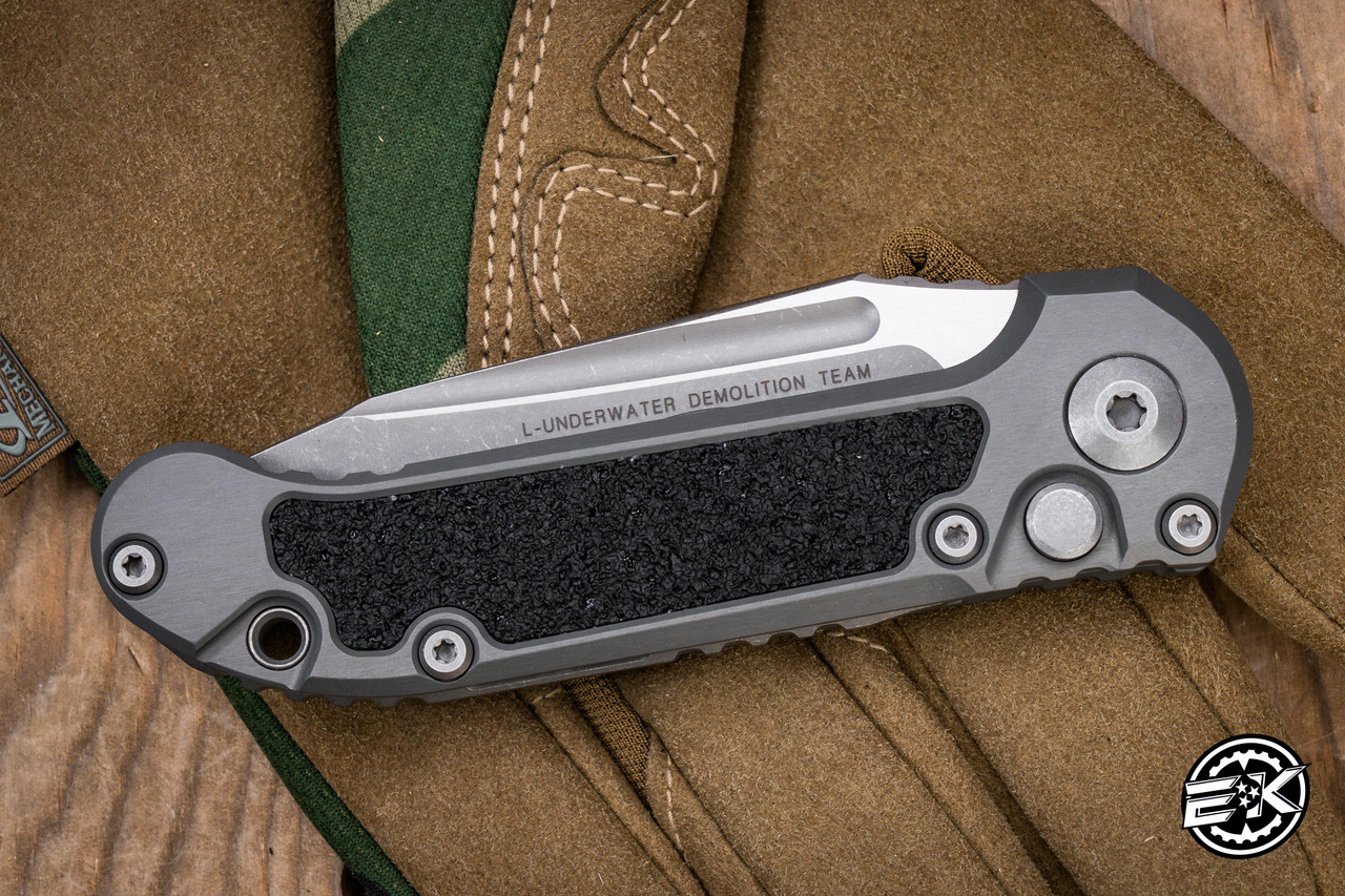Microtech LUDT Automatic Folding Knife Natural Clear Aluminum 3.4