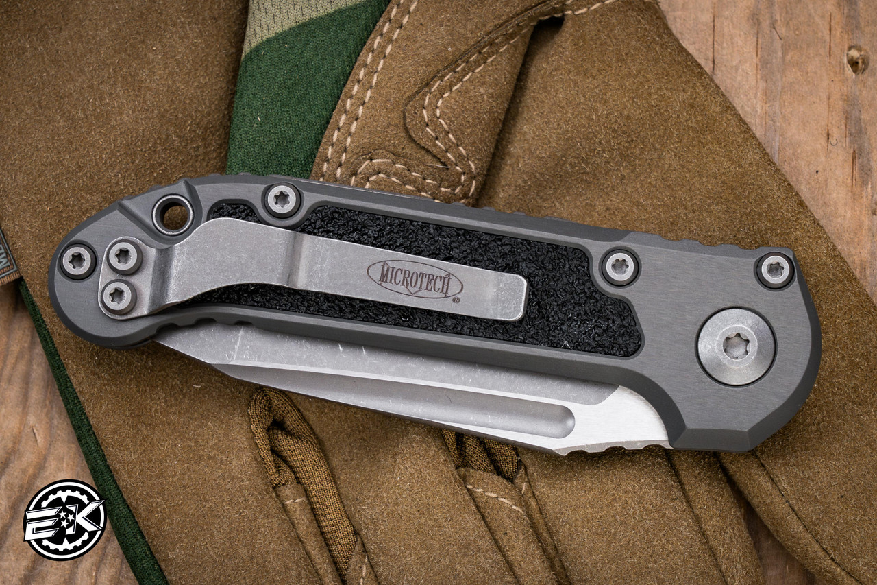 Microtech LUDT Automatic Folding Knife Natural Clear Aluminum 3.4