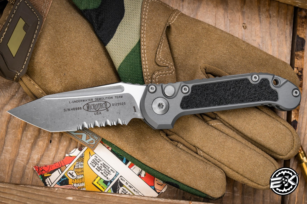 Microtech LUDT Automatic Folding Knife Natural Clear Aluminum 3.4