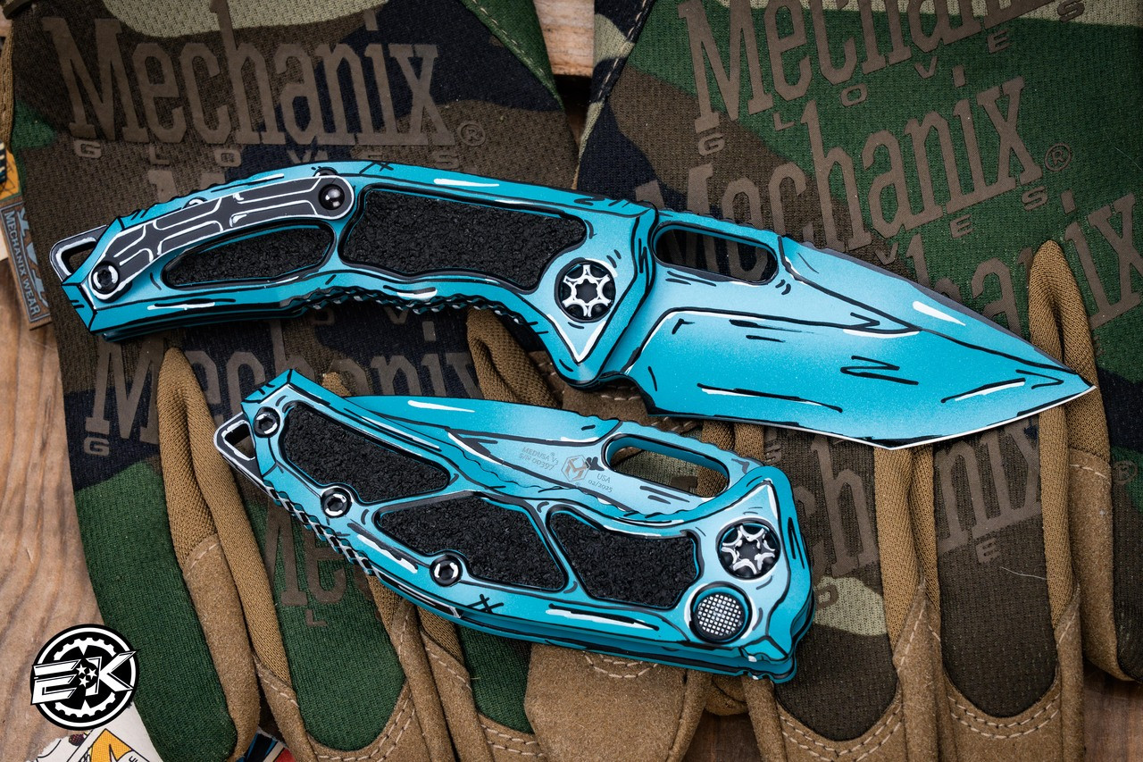Heretic Knives Medusa Automatic Knife Turquoise Cel-Shade 3.25