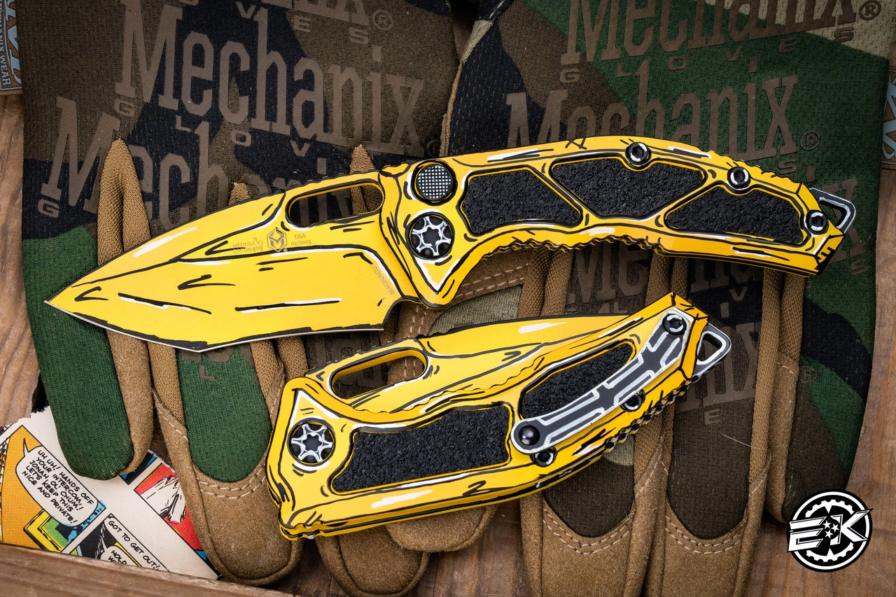 Heretic Knives Medusa Automatic Knife Yellow Cel-Shade 3.25