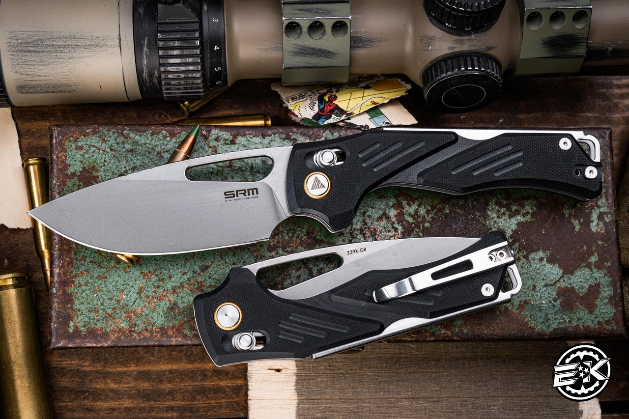 SRM Knives Mirage Folding Knife Black G10 3.62