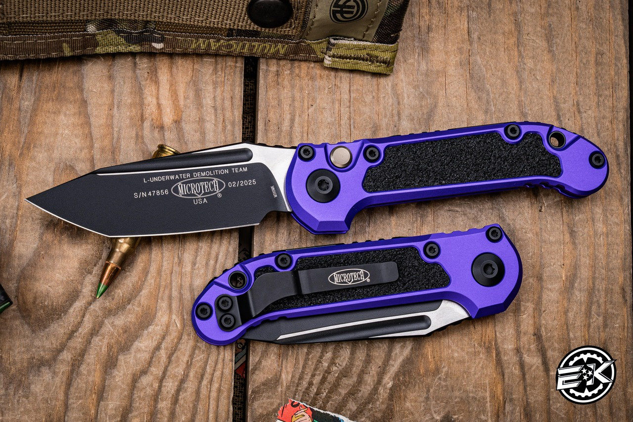 ☆Eタロ☆LURWA G3 Microtech LUDT Gen III Automatic Folding Knife Purple Aluminum 3.4