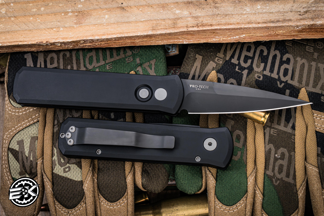 ProTech Godson Left-Hand Automatic Knife Black Aluminum 3.15