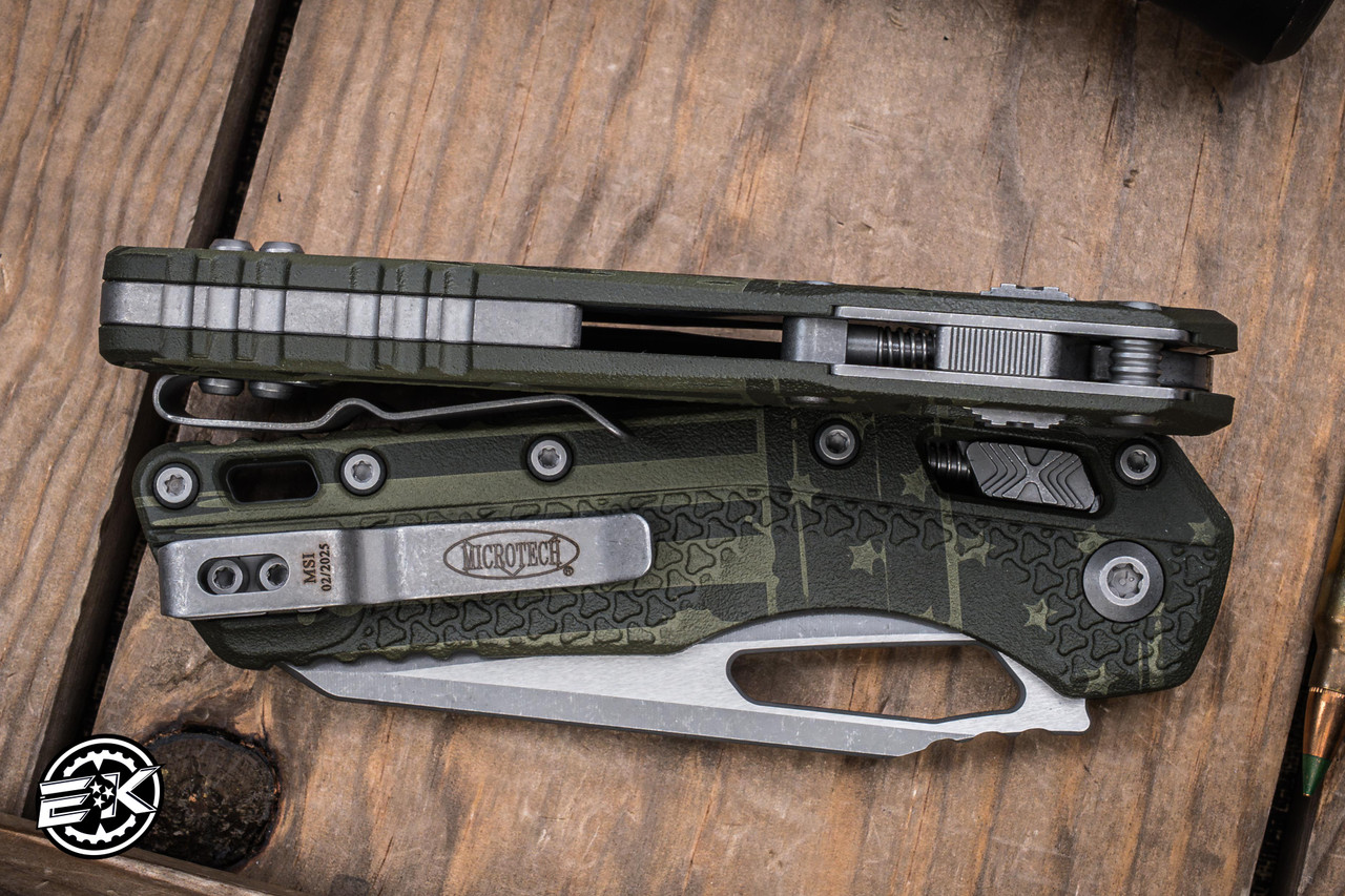 Microtech MSI Ram-LOK Folding Knife OD Green Flag 3.9