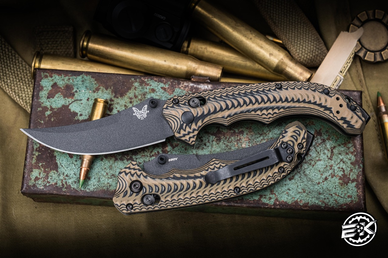 Benchmade Mini Bedlam Folding Knife OD, Black-Coyote G10 3.45