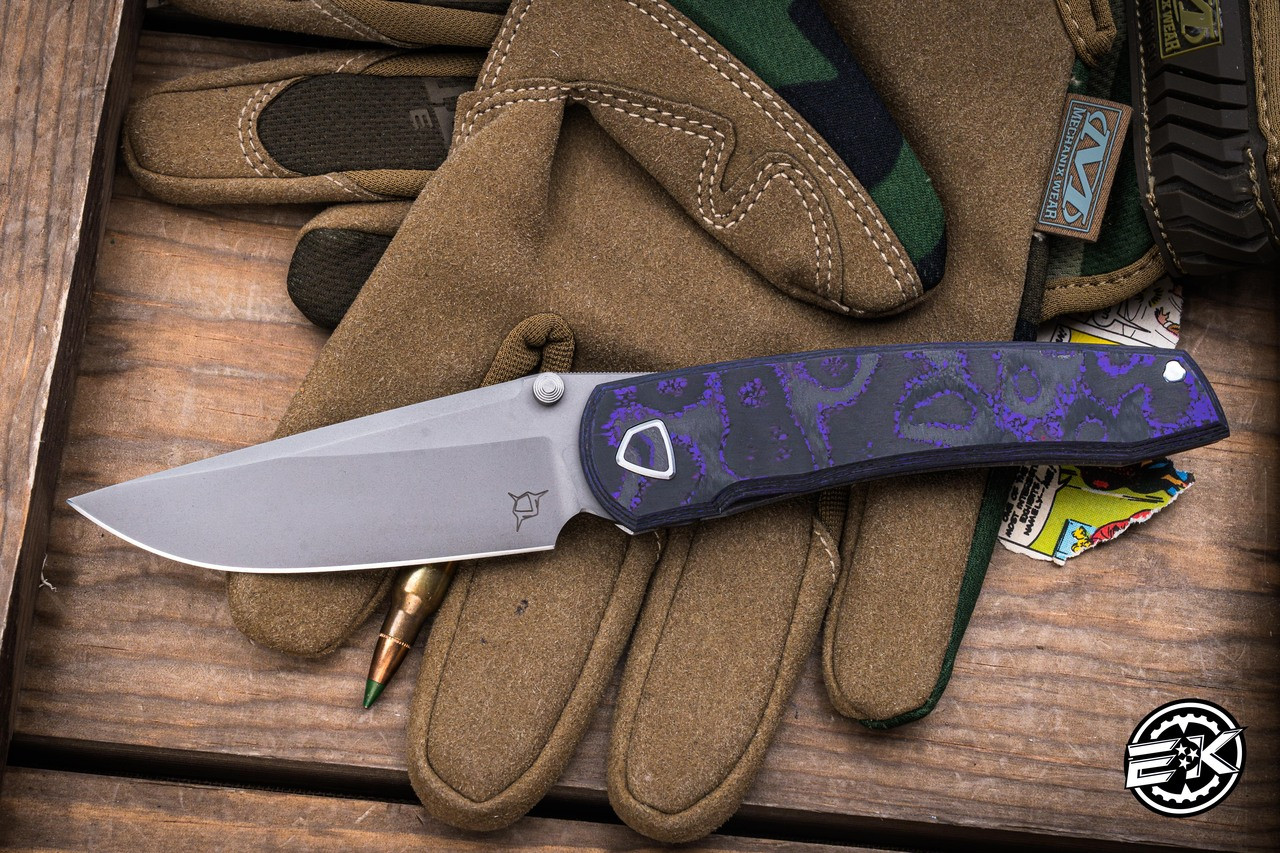 Sharknivco Edison Barajas Custom WAKA Folding Knife Purple Flow