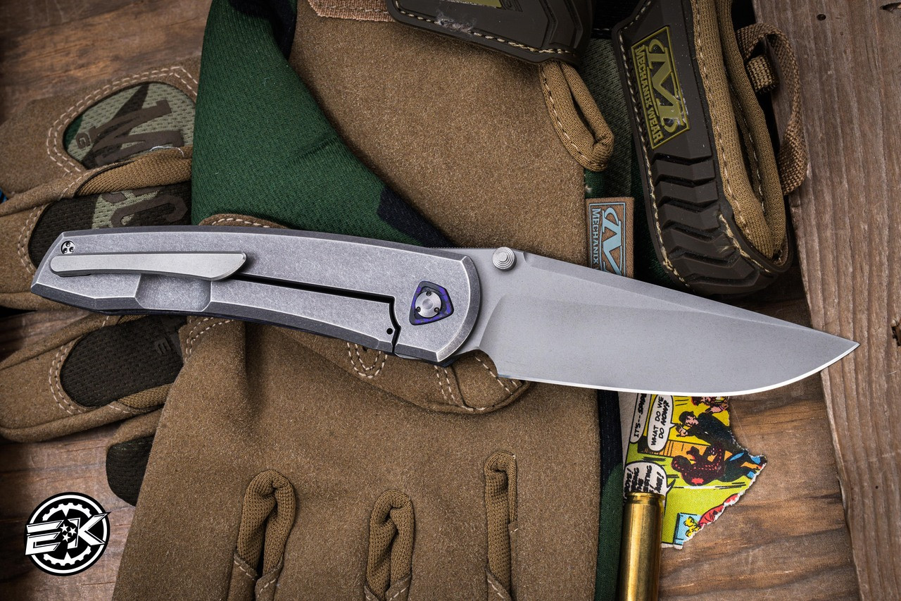 Sharknivco Edison Barajas Custom WAKA Folding Knife Purple Flow