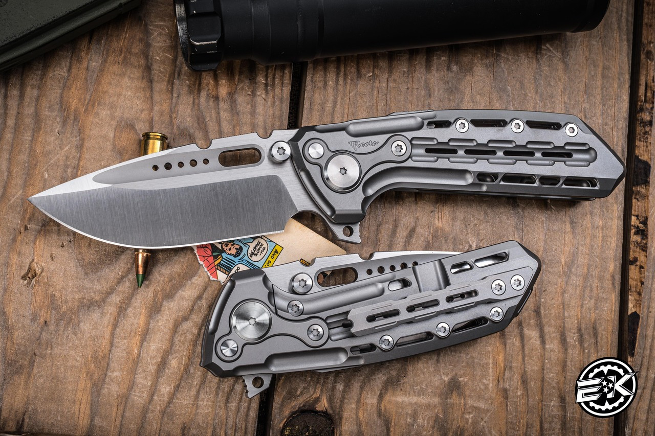 Reate Terminator TX228 Folding Knife Ti Bead Blasted Titanium 3.7