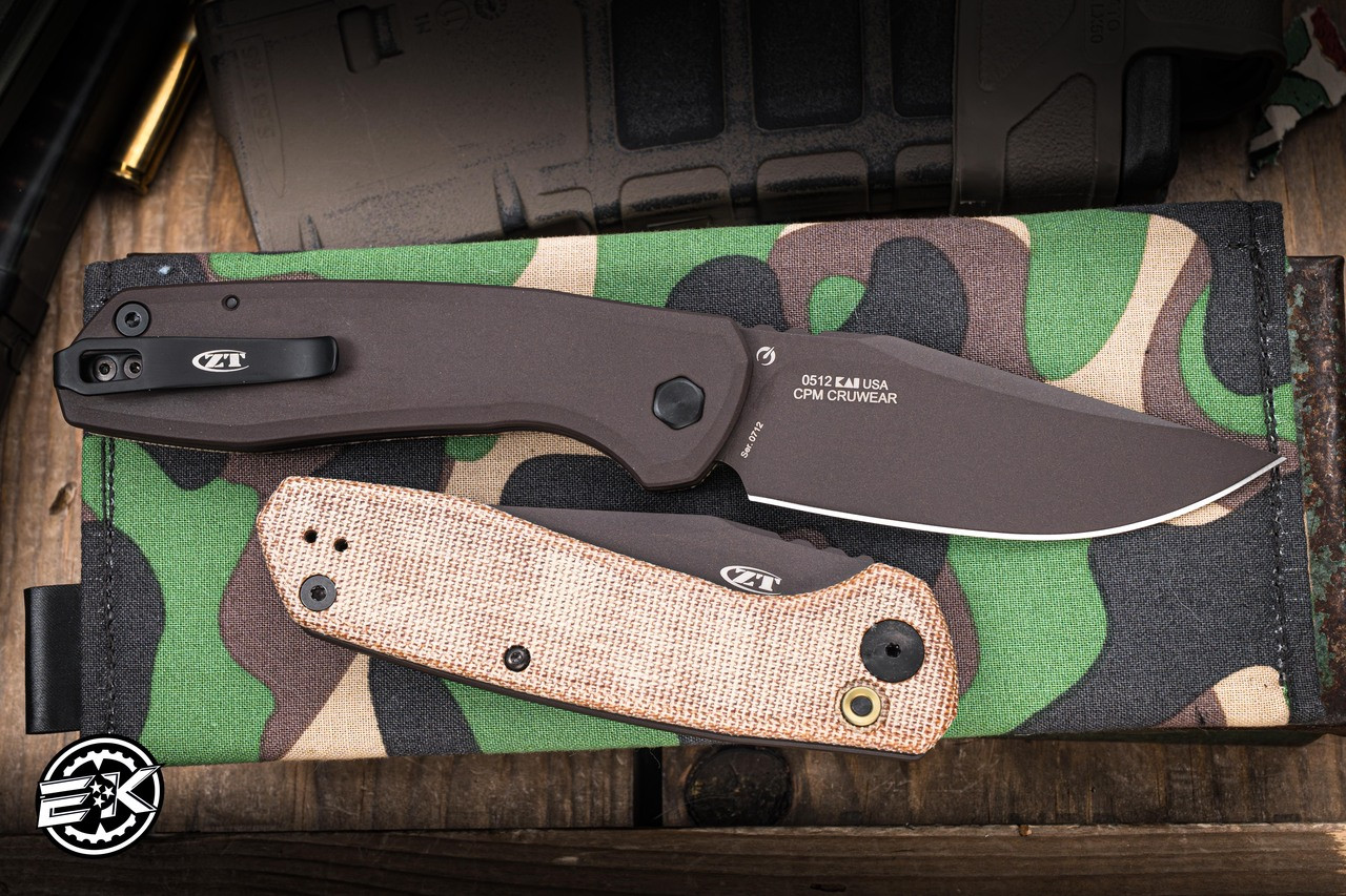Zero Tolerance Automatic Folding Knife Natural Micarta-Bronze