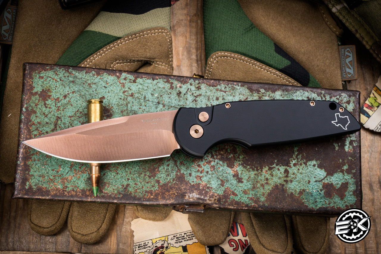 ProTech TR-3 Automatic Folding Knife Black Aluminum 3.5