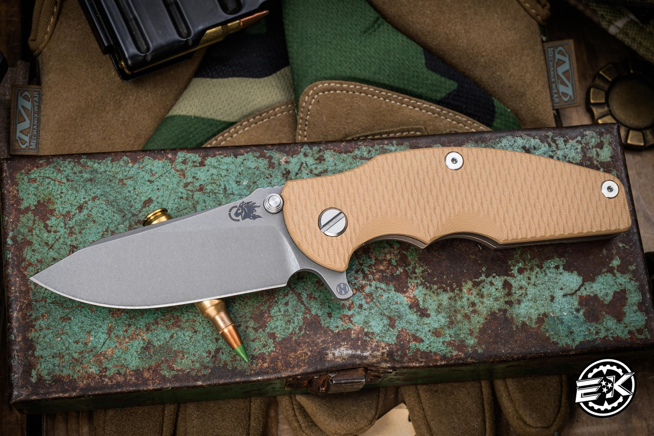 Rick Hinderer Knives Jurassic Slicer-Hollow Ground Coyote G10