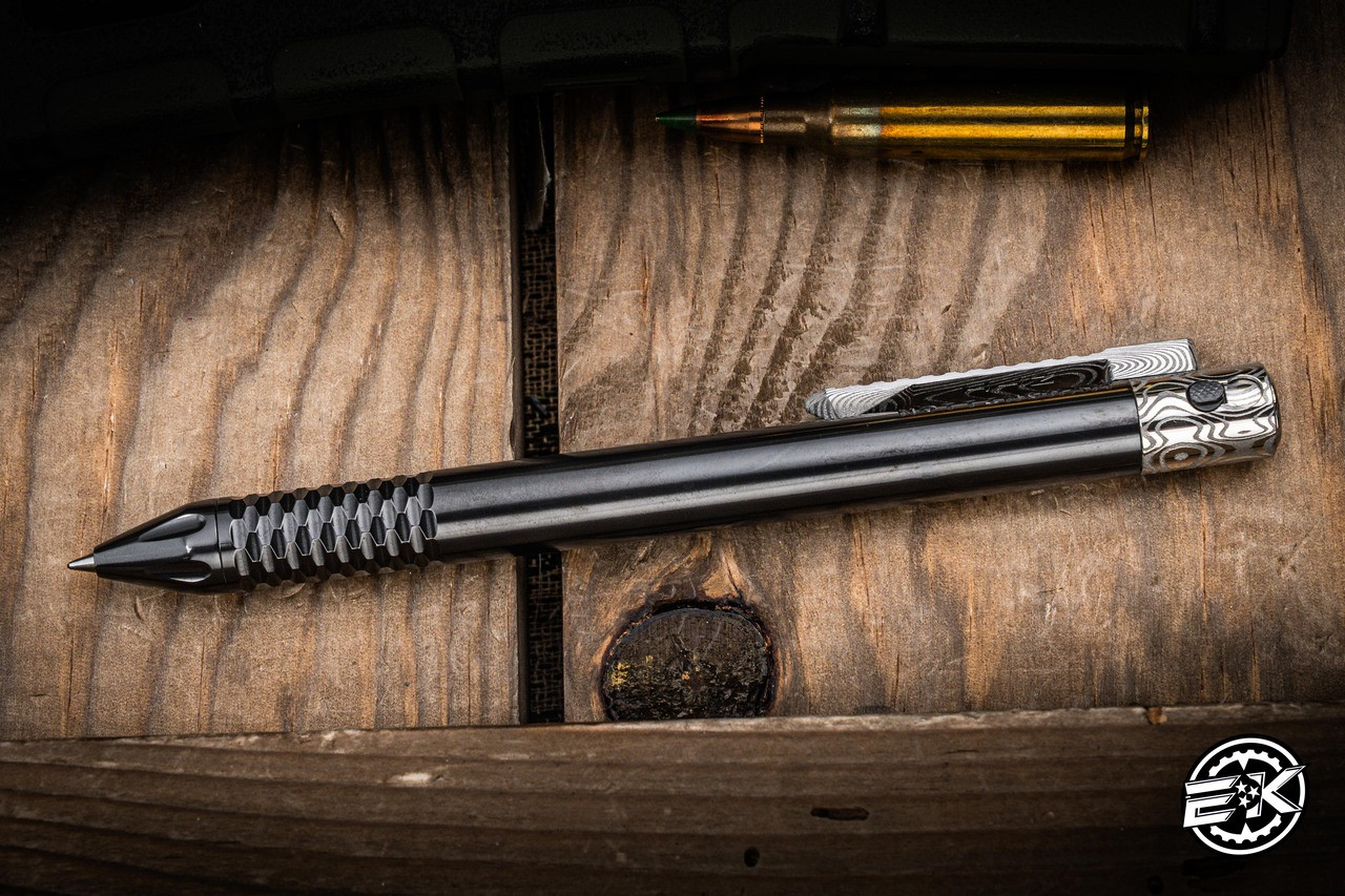 Nottingham Tactical TiButton Exotic Pen Partial Carved Zirconium