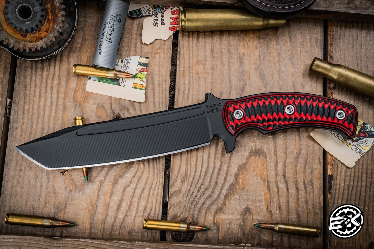 RMJ Tactical Combat Asia Fixed Blade Knife Black Widow G10 7