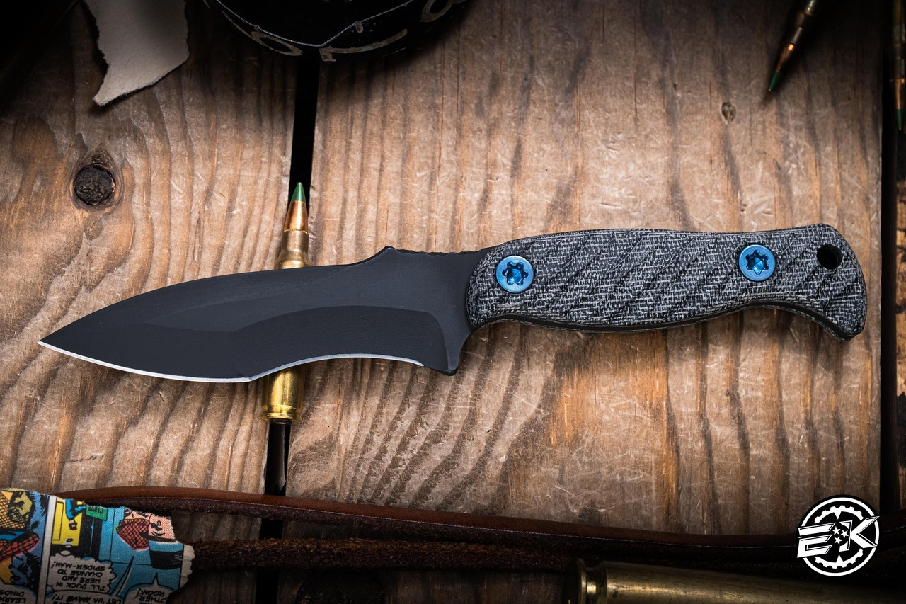Half Face Blades Extremis MK1 Fixed Blade Knife Black Micarta 3.2