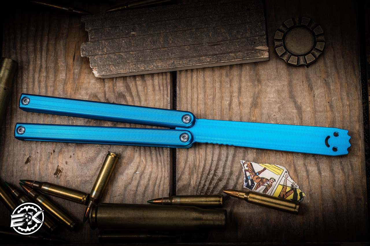 Squid Industries Squiddy-AL Butterfly Balisong Teal Aluminum 4.3