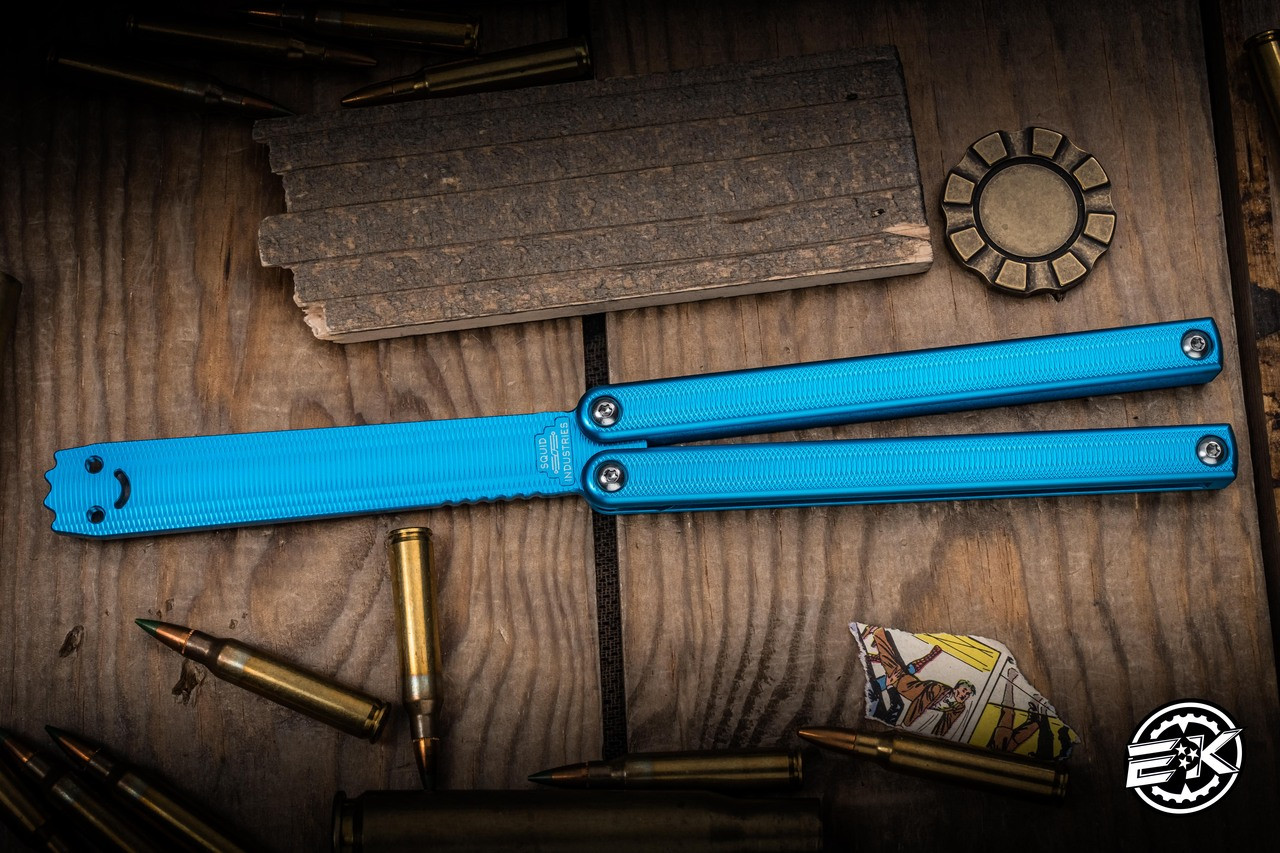 Squid Industries Squiddy-AL Butterfly Balisong Teal Aluminum 4.3