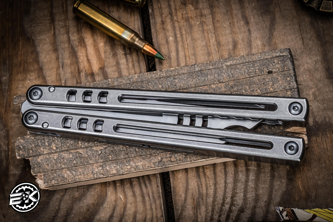 Squid Industries Madko Balisong Bottle Opener Gray Titanium