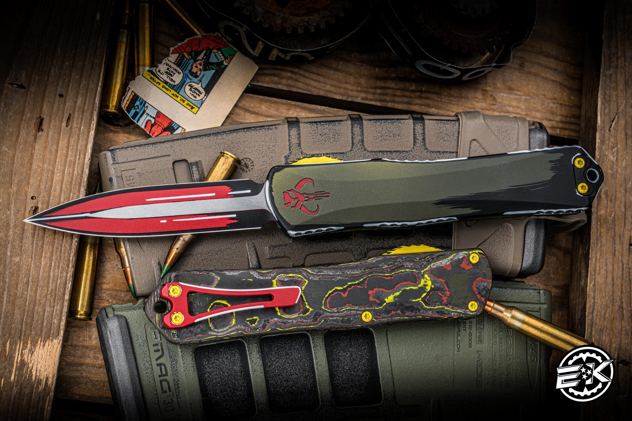 Heretic Knives Manticore X OTF Knife Cell Shaded Red Bounty Hunter