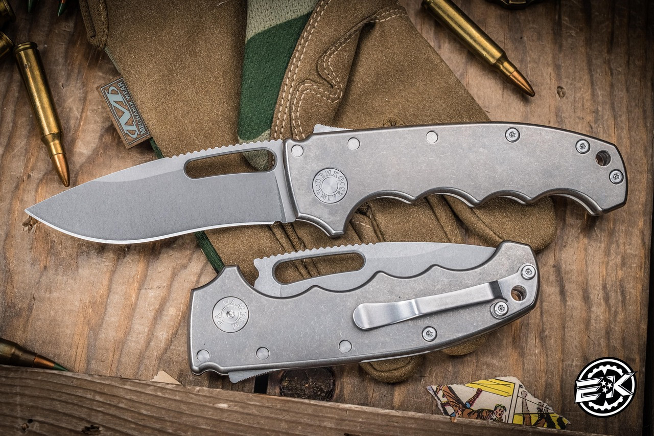 Demko Knives AD20S Folding Knife Smooth Titanium 3.75