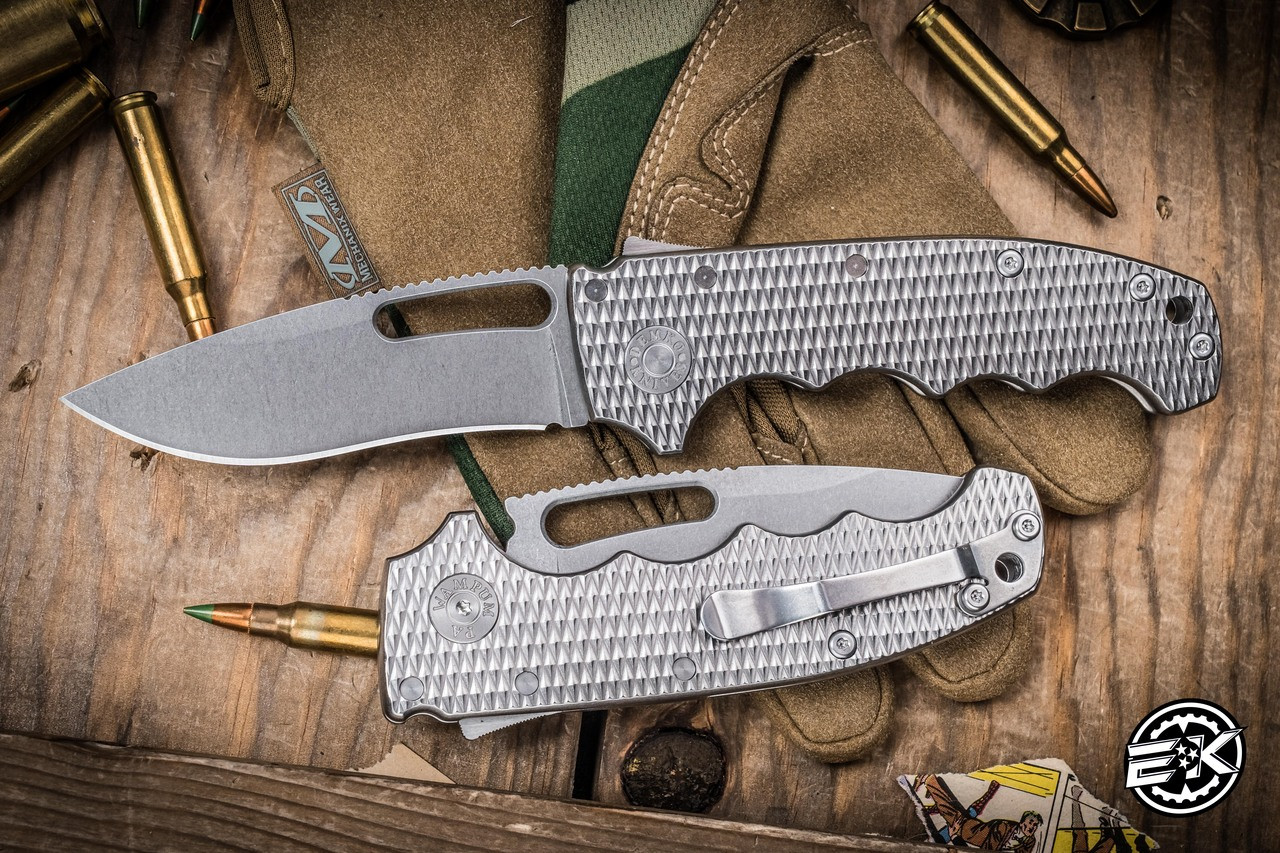 Demko Knives AD20S Folding Knife Textured Titanium 3.75