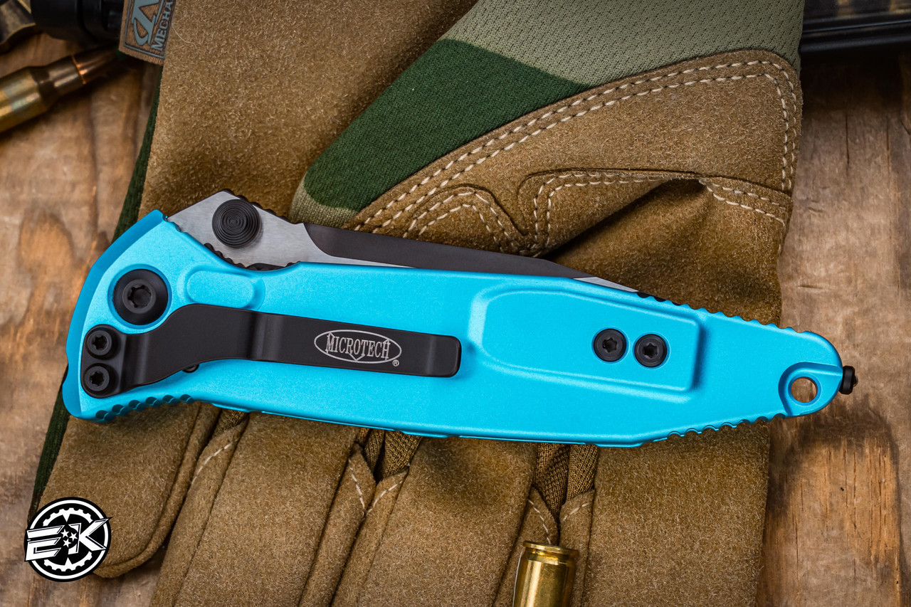 Microtech Socom Elite Manual Turquoise Fordite Inlay 4
