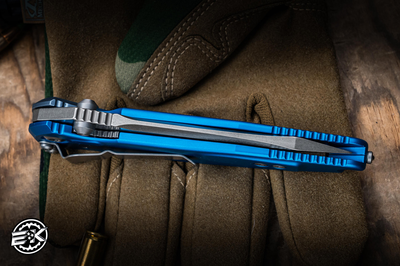 Microtech Socom Elite Blue Manual Fordite Inlay 4