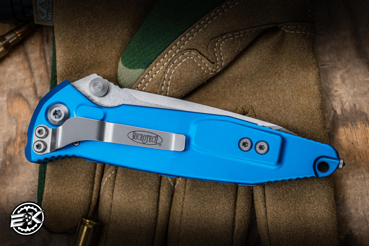 Microtech Socom Elite Blue Manual Fordite Inlay 4